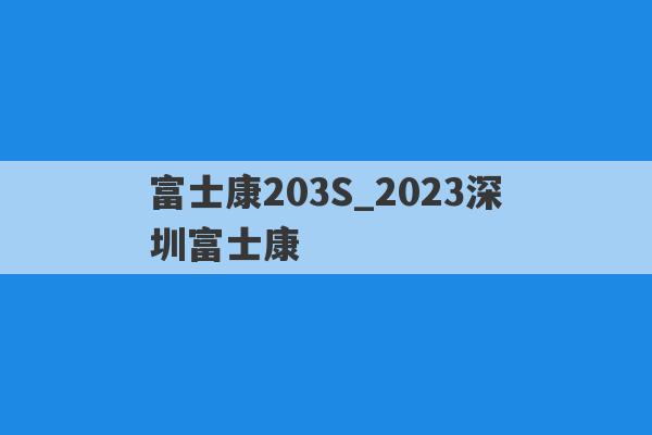 富士康203S_2023深圳富士康